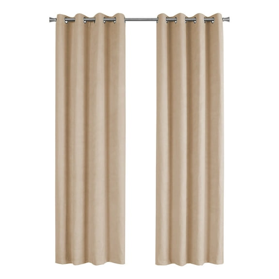 Curtain Panel 54"W X 95"L Grommet Bedroom Kitchen Micro Suede Beige