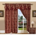 thumbnail image 1 of Curtain Panel Set with Attached Waterfall Valance, Jacquard Fabric, (SET of 2), 54 x 84 Inches, Burgundy, 1 of 2