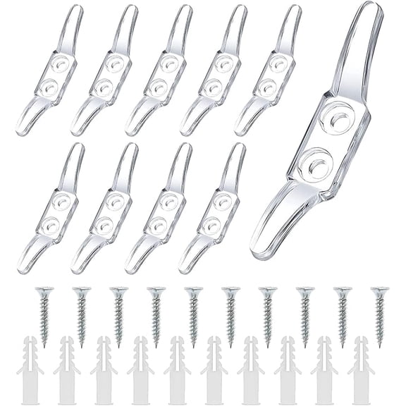 Curtain Plastic Rope Hooks, Sunshade Rope Double Hole Positioning Hooks, Curtain Accessories, Roller Blinds, Bamboo Curtains, Rope Fasteners, Accessories, 10-Count Clear