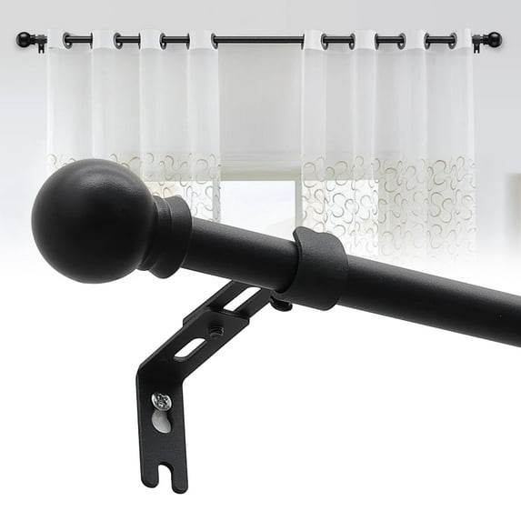 Curtain Poles 28-50 inch , Curtain Rods with a Diameter of 5/8 inch with Brackets for Windows, Black
