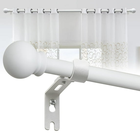 Curtain Poles 28-64 inch , Curtain Rods with a Diameter of 5/8 inch with Brackets for Windows, White