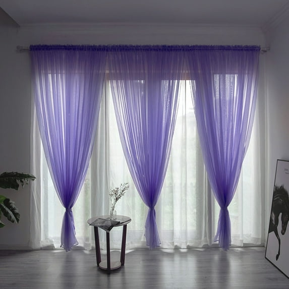 Curtain Polyester Curtains Colorful Terylene Curtain Single Piece Pole Style 200X100Cm(Height X Width)Medium Purple