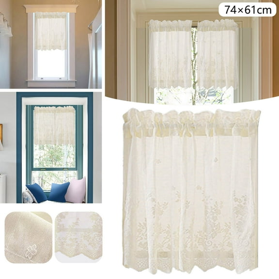 Curtain Polyester Curtains Kitchen Curtain Lace Short Curtain(74 × 61Cm)B