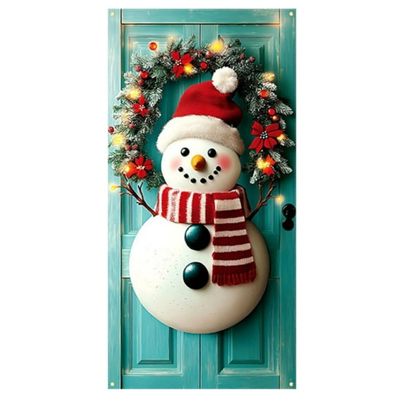 Curtain RZDLIZJ Christmas Door Covers, Hanging Front Door, Outdoor Home Indoor School Winter New Year Decor, Gifts Christmas Door Hanging Front Door Outdoor Home Indoor School Winter New Year Decor