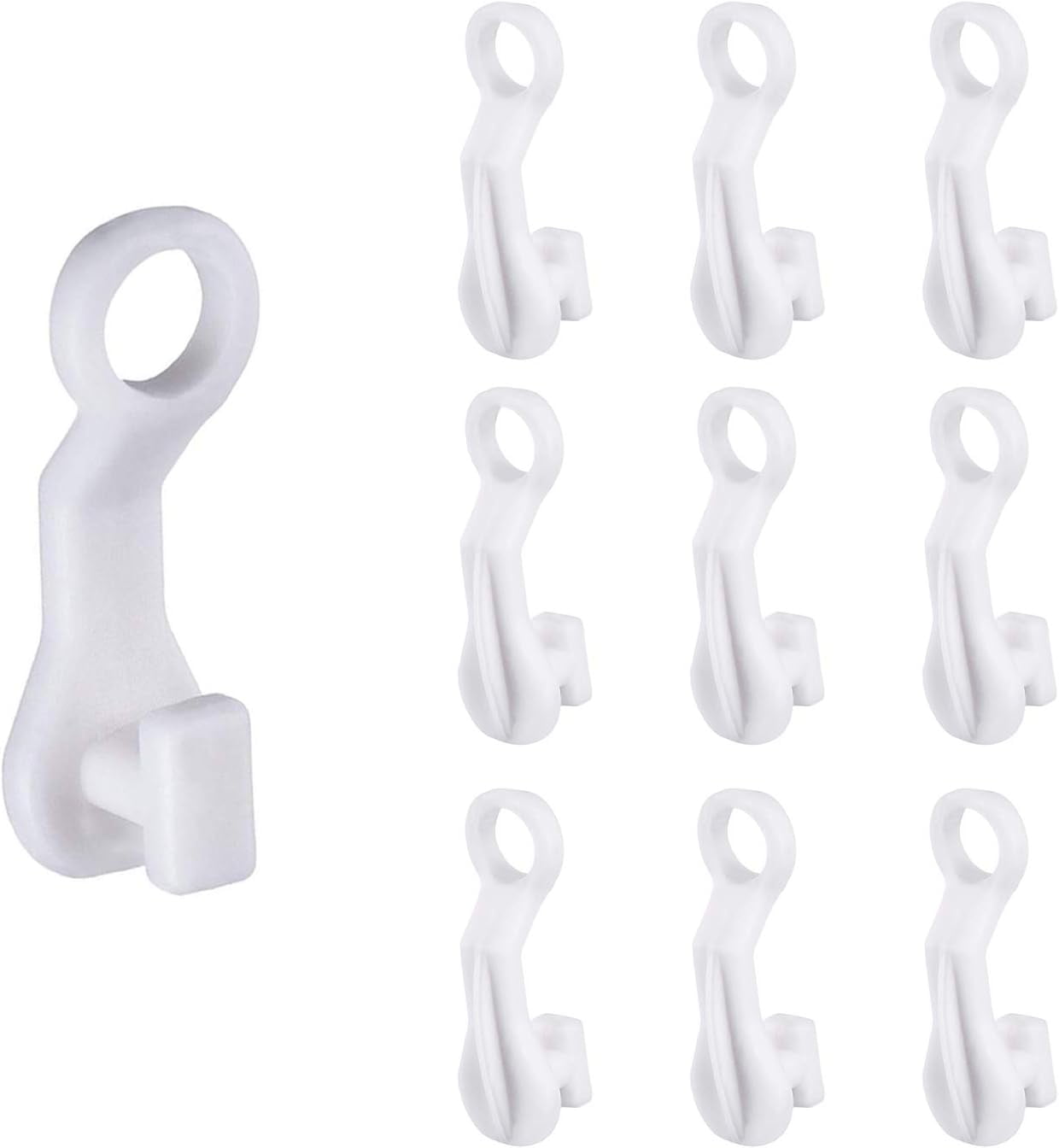 Curtain Rail Glider Hooks 50 Pack, White Plastic Hook, Track, Shower