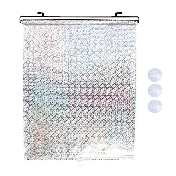 Curtain - Retractable Heat Insulation Blind for Car or Room Auto Sliding Sunshade with Temperature Control and Easy Mount, 125cm×45cm, Iridescent