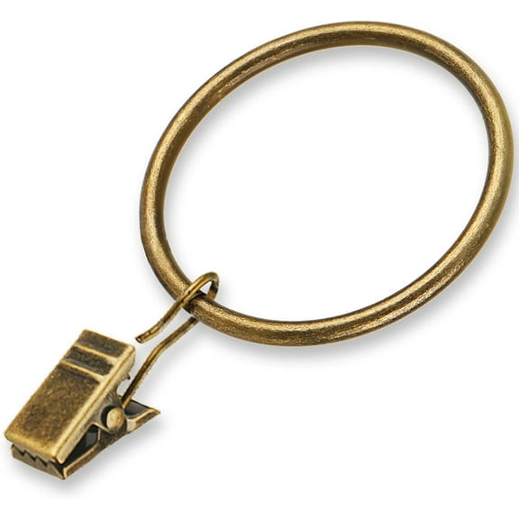 Curtain Rings - 2.0-Inch Inner Diameter Antique Brass Curtain Clip Rings for Curtain Panels, This Curtain Clip Rings Also Apply for Drapery Rod