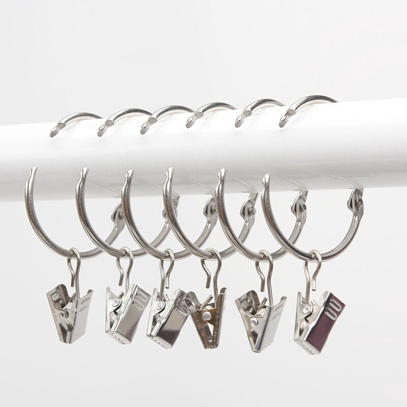 Curtain Rings, 40 Pieces Curtain Ring with Clips, Decorative Metal ...