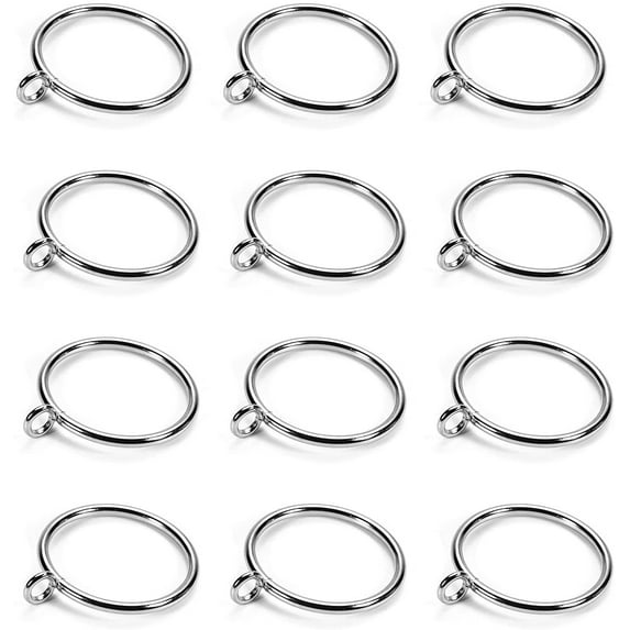 Curtain Rings with Eyelets, 1-3/4 Inch Metal Silver Curtain Rings 45mm Inner Diameter, Drape Sliding Eyelet Rings Fits for 1-1/2 Inch Curtain Rod and Below 24Pcs
