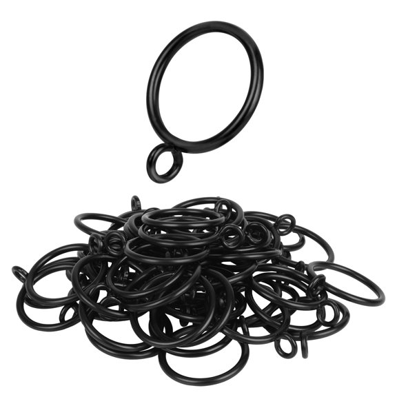 Curtain Rings with Eyelets, 48 Pack Metal Drapery Rings for Pinch Pleat Curtains Panels, Drape Rings Fits Up to 1.2 in Curtains Rod, 1.5 Inch I D Black