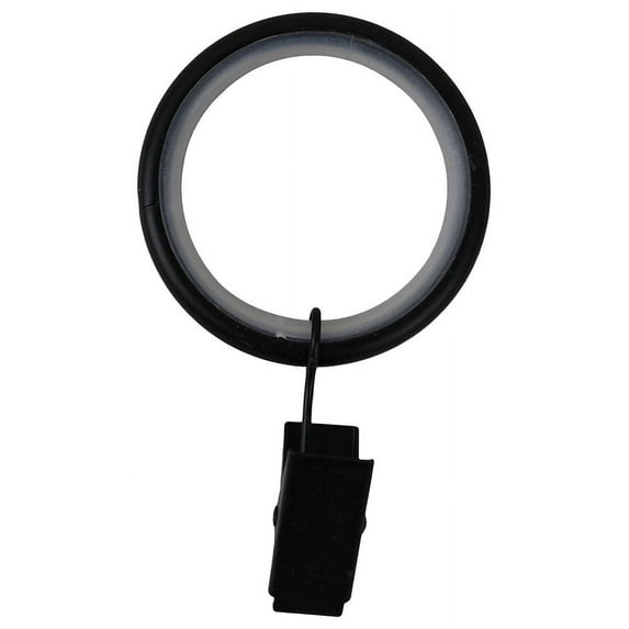 Urbanest 1.5" Metal Curtain Rod Rings with Clips, Fits up to 1″ Rod – Durable Drapery Rings for Smooth Gliding & Secure Grip, 32 Pieces, Black