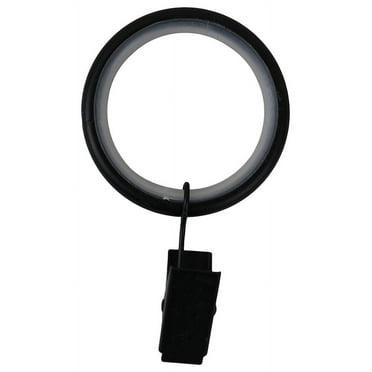 Curtain Rings With Clips, 1.5", Black, Set of 8