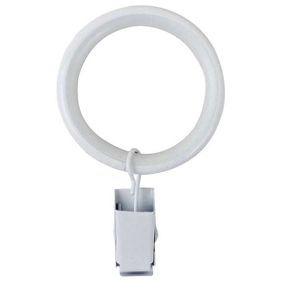 Urbanest 1.5" Metal Curtain Rod Rings with Clips, Fits up to 1″ Rod – Durable Drapery Rings for Smooth Gliding & Secure Grip, 8 Pieces, Glossy White