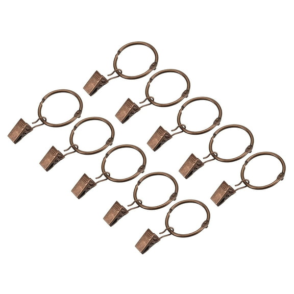 Curtain Rings with Clips, 20 Pack Carbon Steel Drapery Curtain Clip Rings, 1.5" Curtain Clip Rings Hooks (Copper)