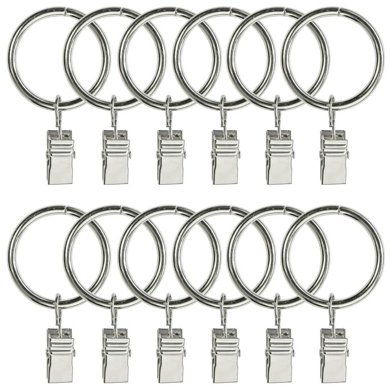 Curtain Rings with Clips 25 Pack Metal Curtain Clips Decorative Drapery  Rings (1.26 Inch Interior Diameter Silver) 