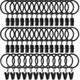 thumbnail image 1 of Curtain Rings with Clips, 40 Pack Hanger Clips for Hanging Drapery Drapes, Ring 1.26" Interior Diameter, Fits up to 1" Rod, Black, 1 of 9