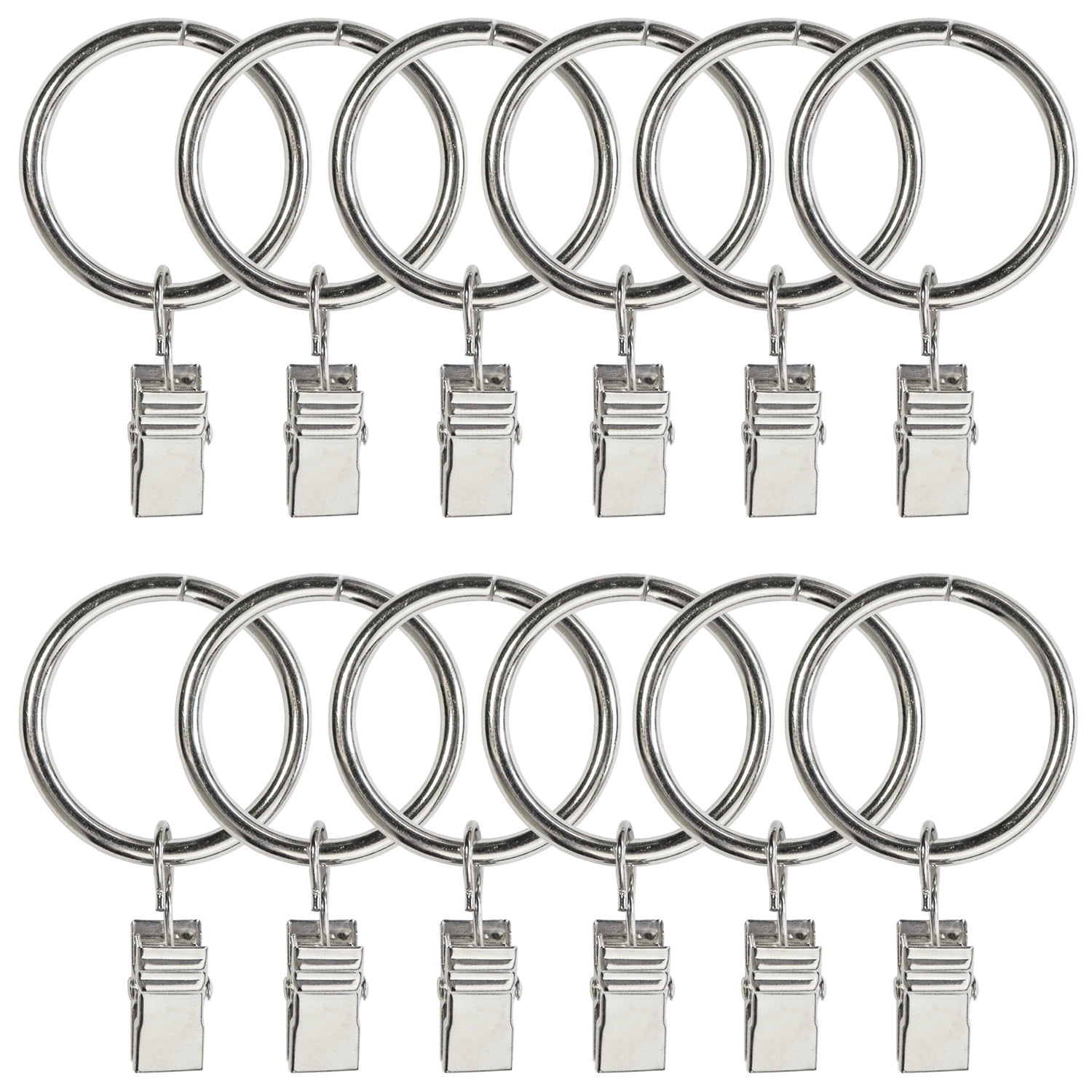 100 Pack Metal Curtain Rings with Clips, Drapery Clips Hooks, Decorative  Curtain Rod Clips Hangers 1.5 Inch Interior Diameter Eyelets, Matte Silver  - Walmart.com