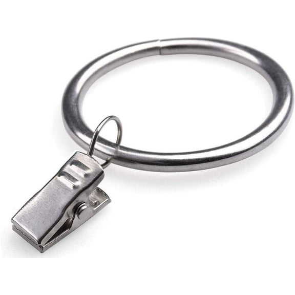 Curtain Rings with Clips - Set of28,Interior Diameter 1.26",Fits for 1-Inch Rod - Satin Nickel