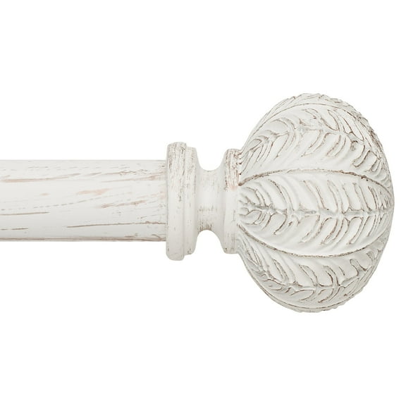Curtain Rod 1inch Diameter Adjustable Window Curtain Rods with ball finials, 3piece brackets, hardware kits. White 28-48 inches.