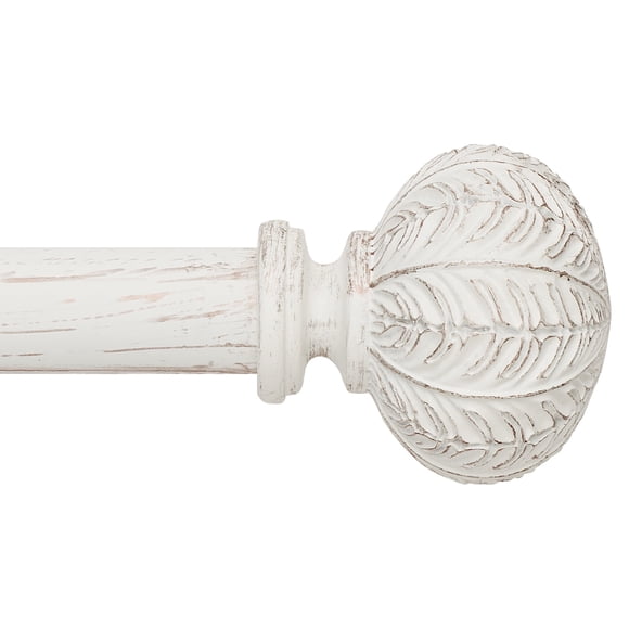 Curtain Rod 1inch Diameter Adjustable Window Curtain Rods with ball finials, 3piece brackets, hardware kits. White 28-48 inches.