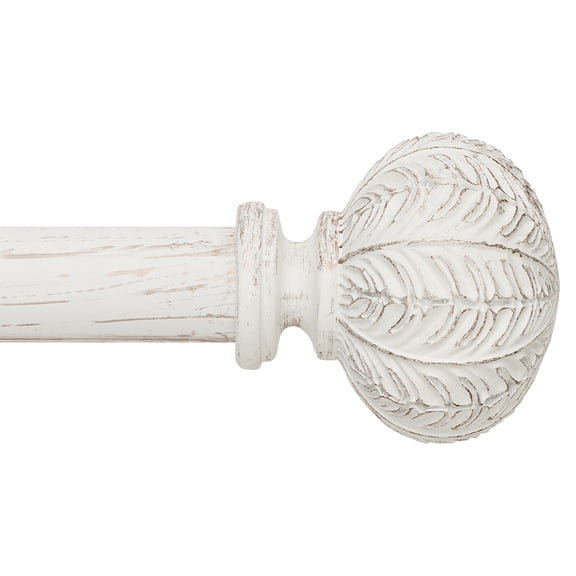 Curtain Rod 1inch Diameter Adjustable Window Curtain Rods with ball finials, 3piece brackets, hardware kits. White 36-72 inches.