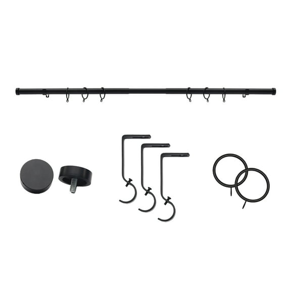 Coquilles Adjustable Curtain Rod Holders, Black, 48-120 Inches