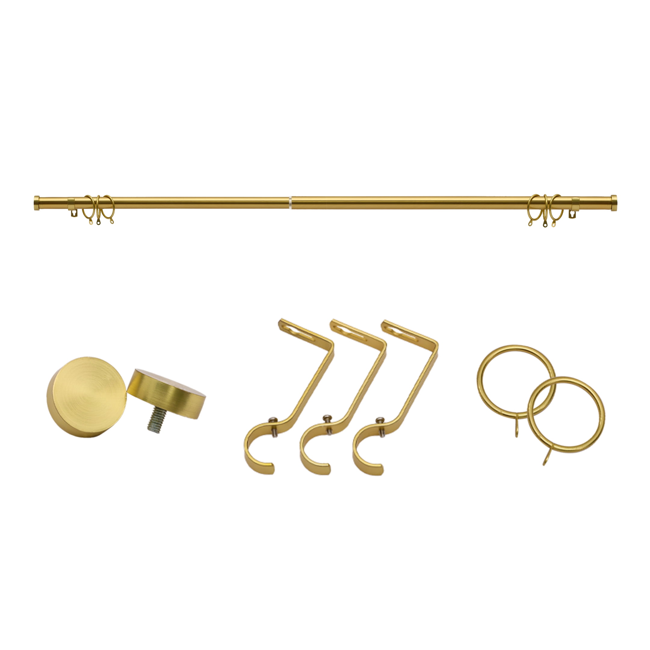 Coquilles 1-Inch Diameter Adjustable Gold Curtain Rods with Cap Finials ...