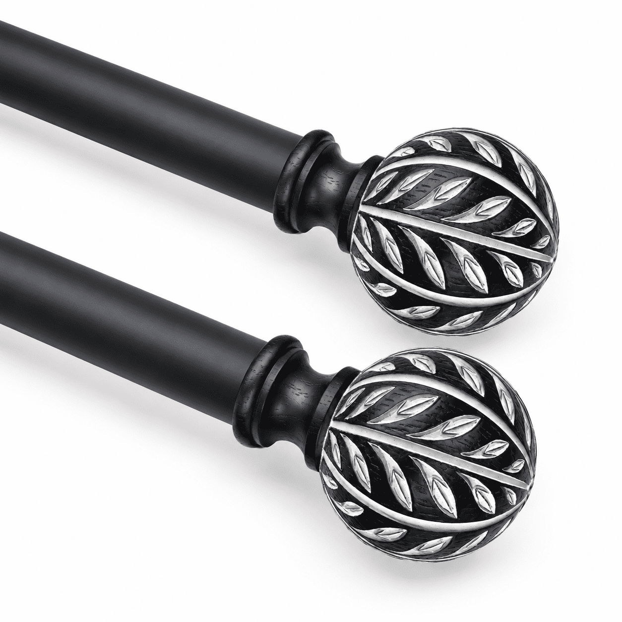 Curtain Rod 2 Pack Decorative Farmhouse Pole 36-60 Inch Black - Walmart.com