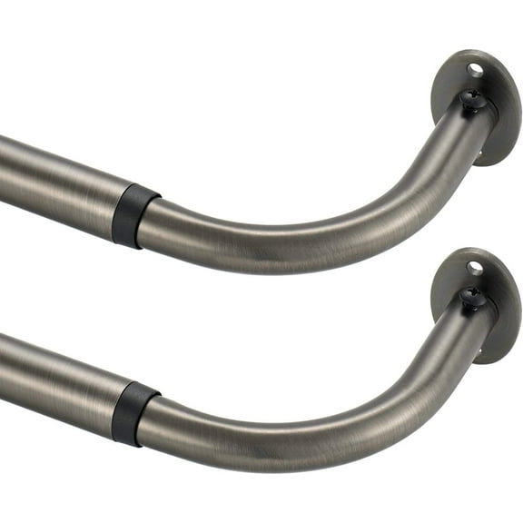 Curtain Rod 2 Pack, Room Darkening Curtain Rod 84-120 Inch, Wrap Around Design Single Drapery Rod, Extendable Metal Rod Set of Window Treatment (2 Pack Matte Black Nickel)