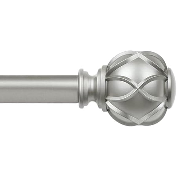 Curtain Rod 32 to 58 Inch,  Heavy Duty Curtain Rods for Windows, Telescoping Single Drapery Rod with Netted Texture Finials, Antique Silver