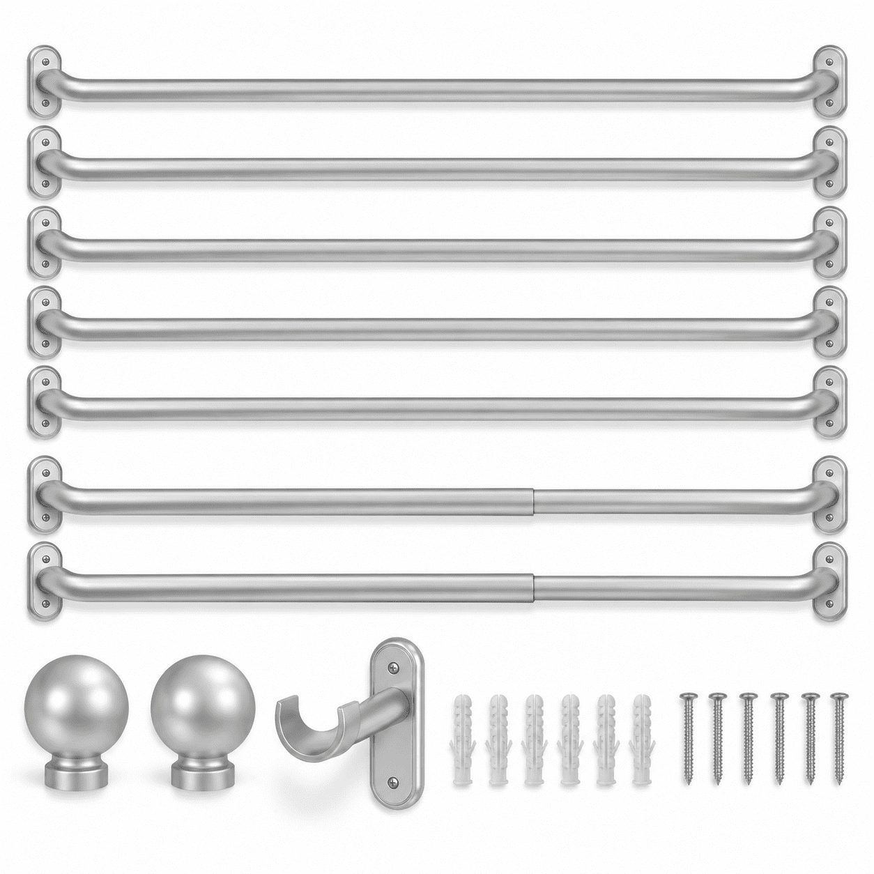 Certain Rods Curtain Rod 36-120 Inch Silver Heavy Duty Curtain Rods for Windows ...