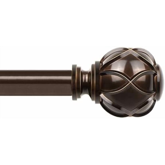 Curtain Rod 48 to 84 Inch,  Heavy Duty Curtain Rods for Windows, Telescoping Single Drapery Rod with Netted Texture Finials, Antique Bronze