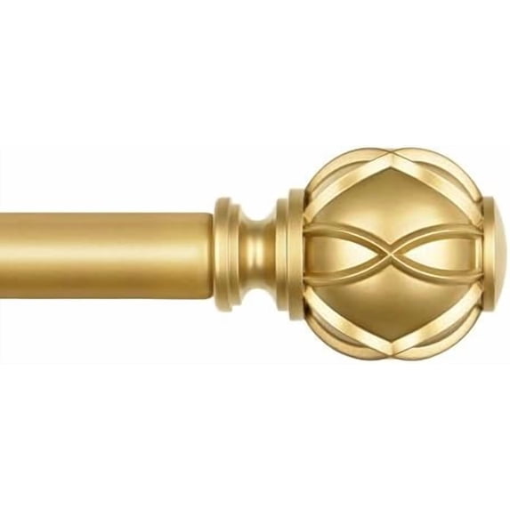 Curtain Rod 48 to 84 Inch, Heavy Duty Curtain Rods for Windows, Telescoping Single Drapery Rod with Netted Texture Finials, Antique Gold