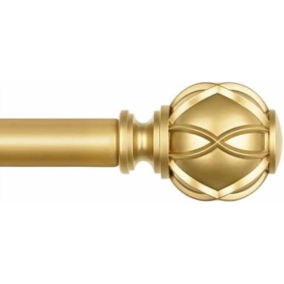 Curtain Rod 48 to 84 Inch,  Heavy Duty Curtain Rods for Windows, Telescoping Single Drapery Rod with Netted Texture Finials, Antique Gold