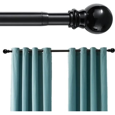 Curtain Rod - Black Curtain Rods for Windows 32 to 66 Inch - Adjustable Curtain Rod with Brackets - 1 Inch Heavy Duty Window Curtains Rod for Door, Bedroom, Living Room, Kitchen, Bathroom