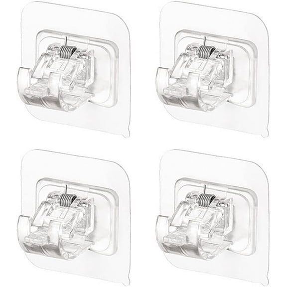 Curtain Rod Bracket,4 pcs Self Adhesive Rod Bracket Holders No Drilling Drapery Hook Holders Curtain Hook Bracket for Bathroom Kitchen