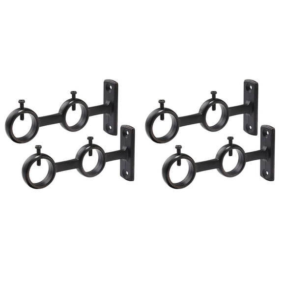 Curtain Rod Bracket, 4Pcs Double Curtain Rod Holder, Double Rod Brackets Hooks for Living Room Bedroom Curtain Rods