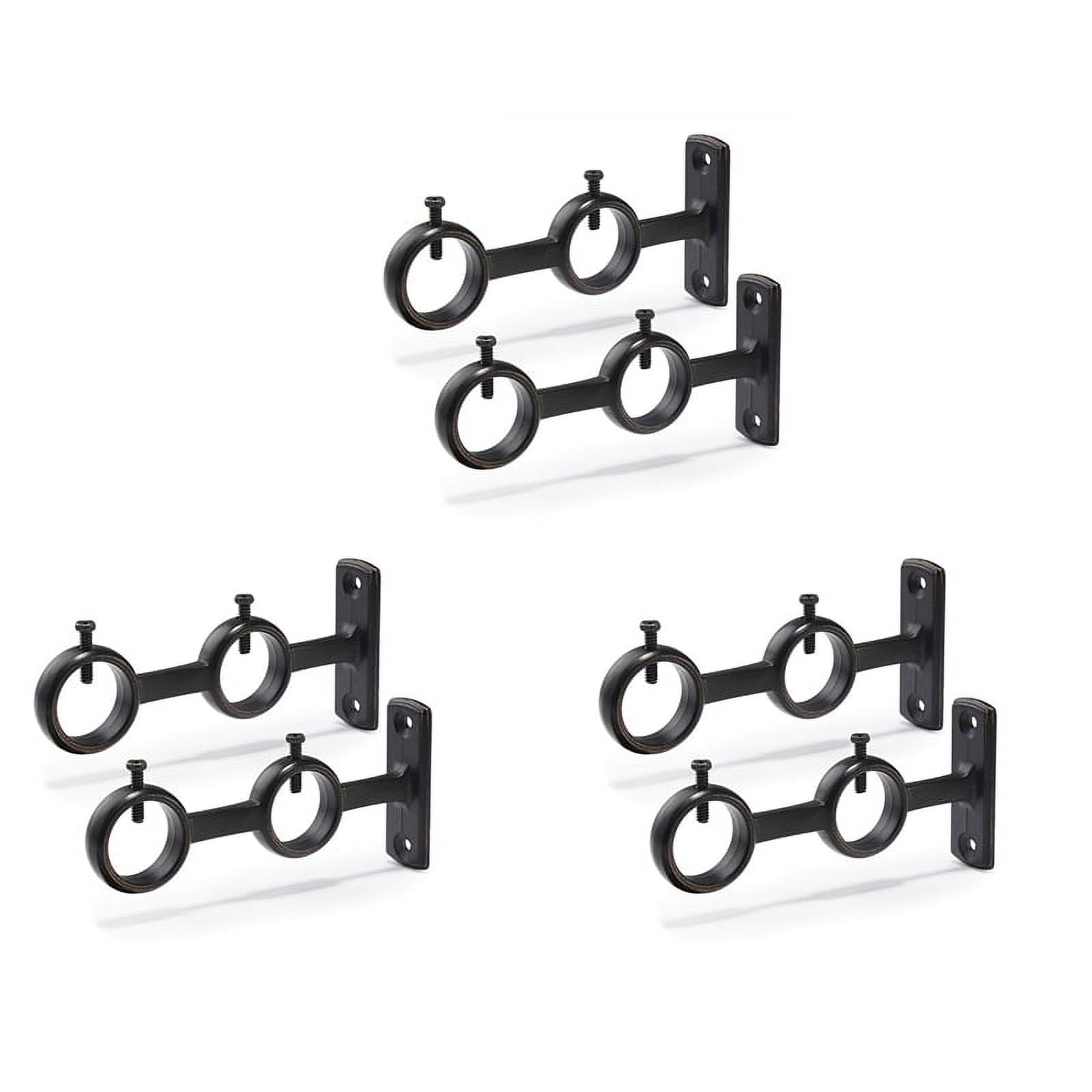 Curtain Rod Bracket, 6Pcs Double Curtain Rod Holder, Double Rod