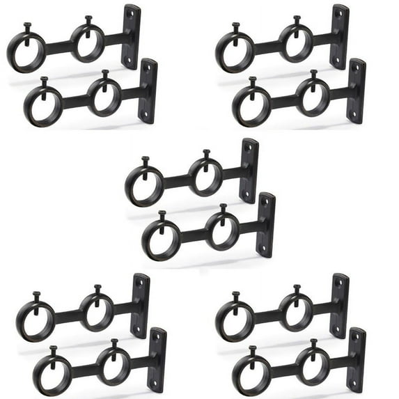 Curtain Rod Bracket, 8Pcs Double Curtain Rod Holder, Double Rod Brackets Hooks for Living Room Bedroom Curtain Rods