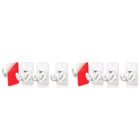 Curtain Rod Bracket Holder 8 PCS, Self Adhesive Crossbar Hook, No Drill Rods Hanger Wall Mount Hooks Drapery Pole