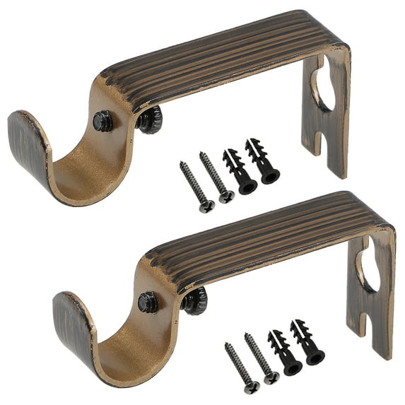 Curtain Rod Bracket, Iron Single Holder Support for 16mm Drapery Rod, 73 x 36 x 16mm Bronze Tone 4Pcs