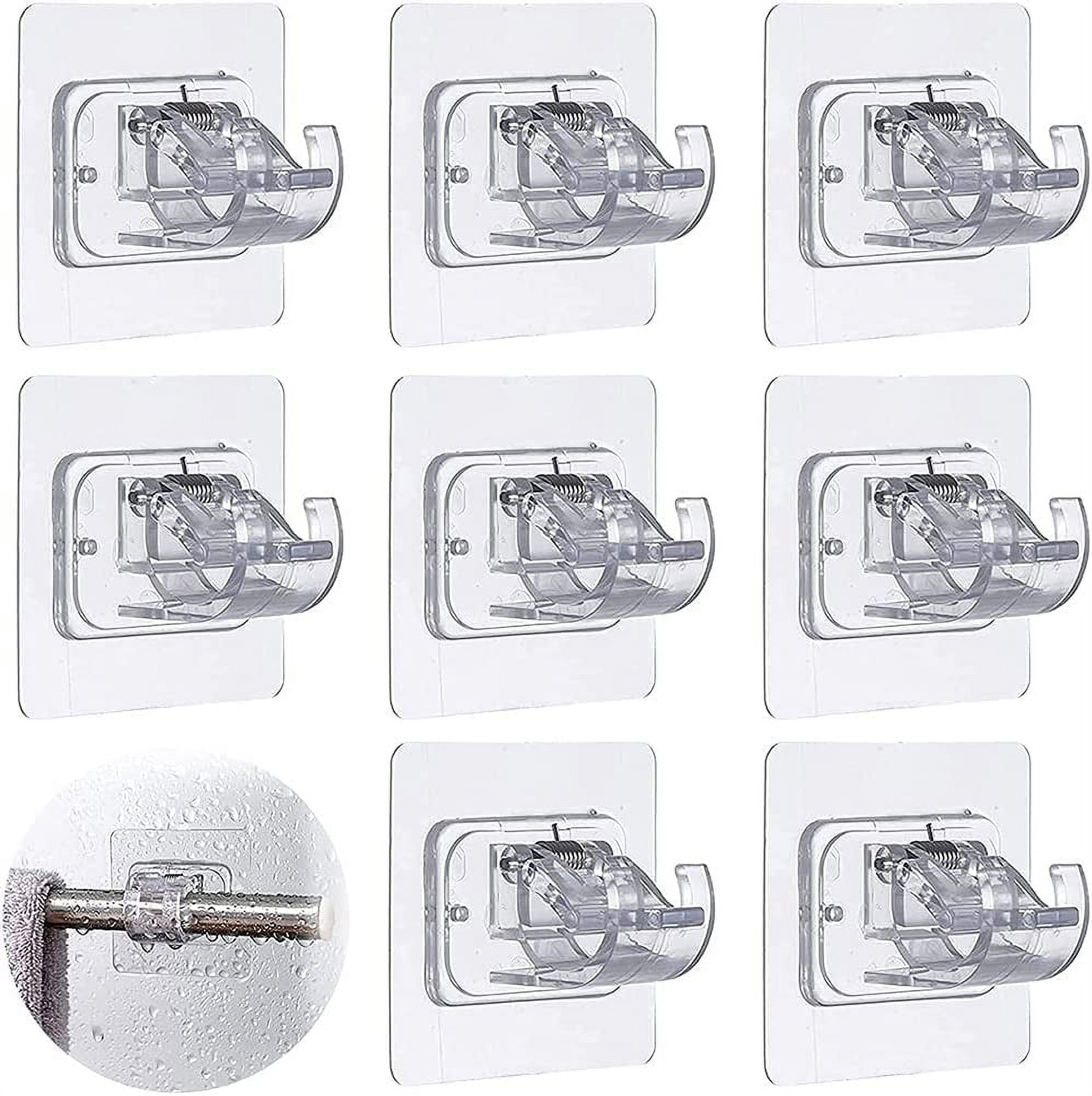 Curtain Rod Bracket No Drilling, Adhesive Curtain Rod Holder Hooks, No Drill Curtain Rod