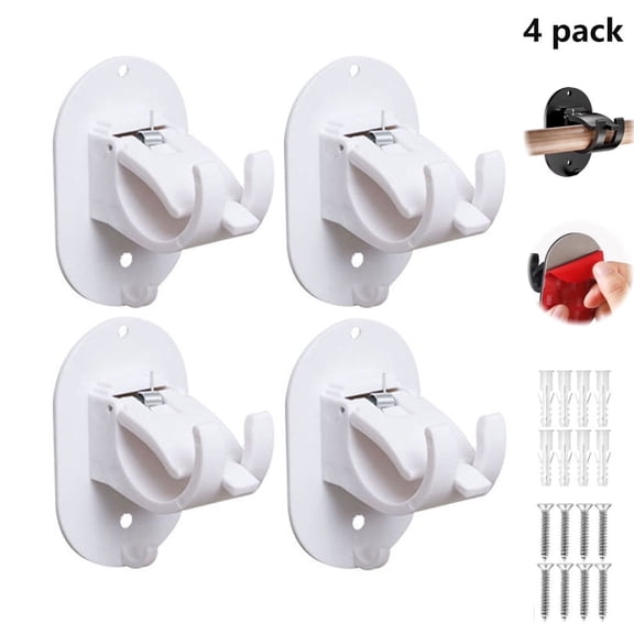 Wiher 4PCS Self Adhesive Curtain Rod brackets, No Drill Shower Curtain Rod Brackets, with adhesive backed screws, strong Load-bearing and Easy Install, for Living Room Bbathroom Bedroom,White