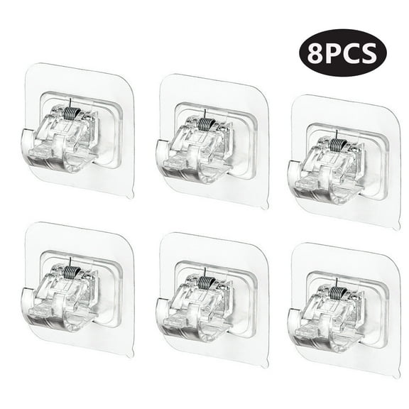 Curtain Rod Bracket Self Adhesive Towel Rod Hook for Home Bathroom(Transparent,8Pcs )