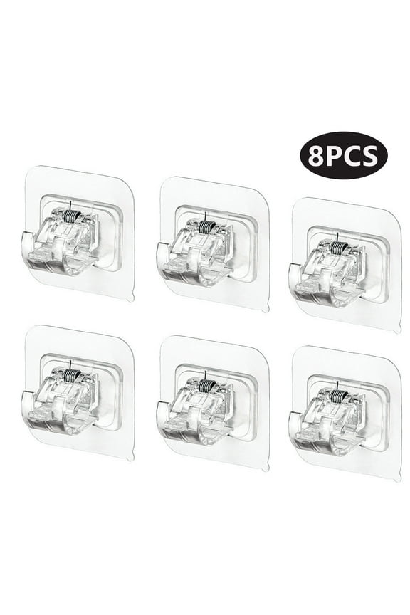 Curtain Rod Bracket Self Adhesive Towel Rod Hook for Home Bathroom(Transparent,8Pcs )