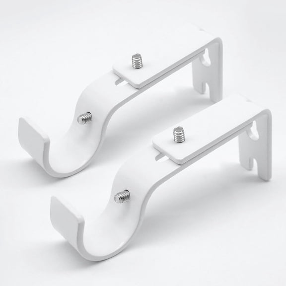 Curtain Rod Brackets Adjustable, 2 Pack Premium for Wall, Holder, Drapery Holders Hardware Window Support Hanger 1 Inch Rod, White