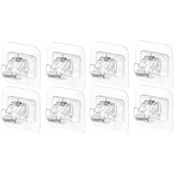 Curtain Rod Brackets No Drilling 8 Pcs Self Adhesive White Sticky Wall Hooks For Nail Adjustable Curtain Rod Bracket Holder Wall Brackets Hanger For Towel Rod Curta Siding Clips for (White, One Size)