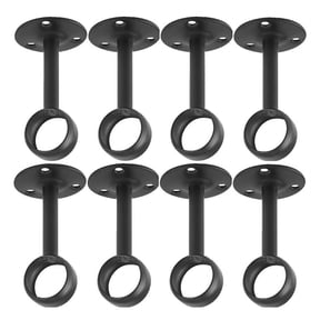 Curtain Rod Ceiling-Mount Bracket Curtain Rod Brackets Curtain Rod Holders for 1 1/4-Inch Rod (8 PCS, Black)