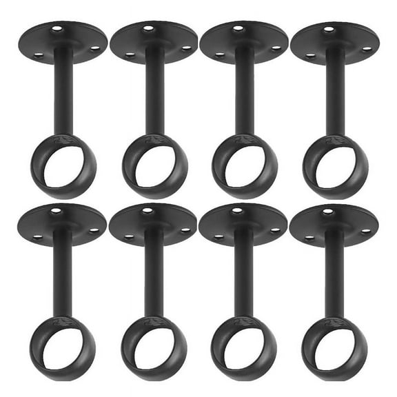 Curtain Rod Ceiling-Mount Bracket Curtain Rod Brackets Curtain Rod Holders for 1 1/4-Inch Rod (8 PCS, Black)