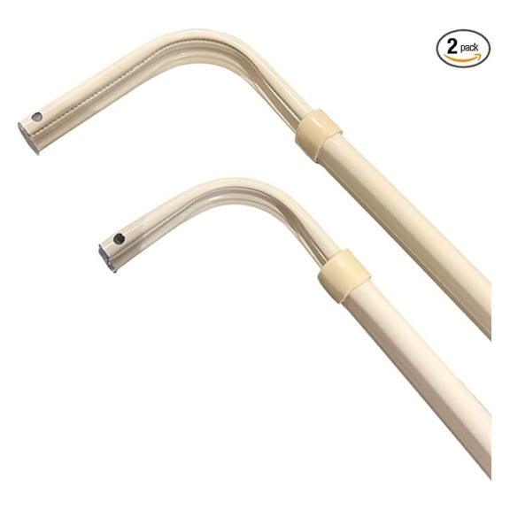 Curtain Rod Double Lock Seam 28-48 Inch Adjustable White - Window Treatment Set with Mounting Hardware & Brackets